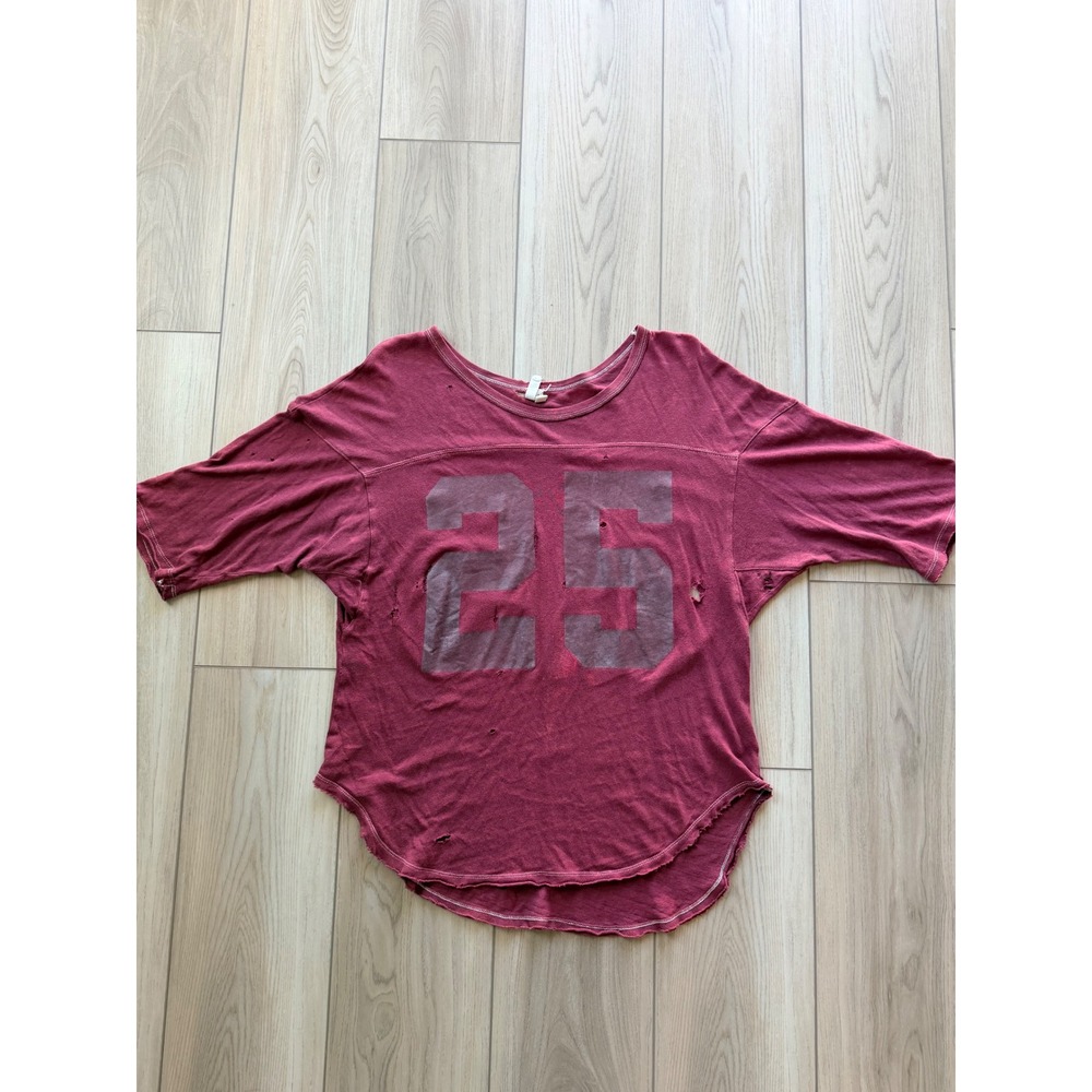 Free People We The Free Football Graphic Tee Womens S Red Distressed Jersey